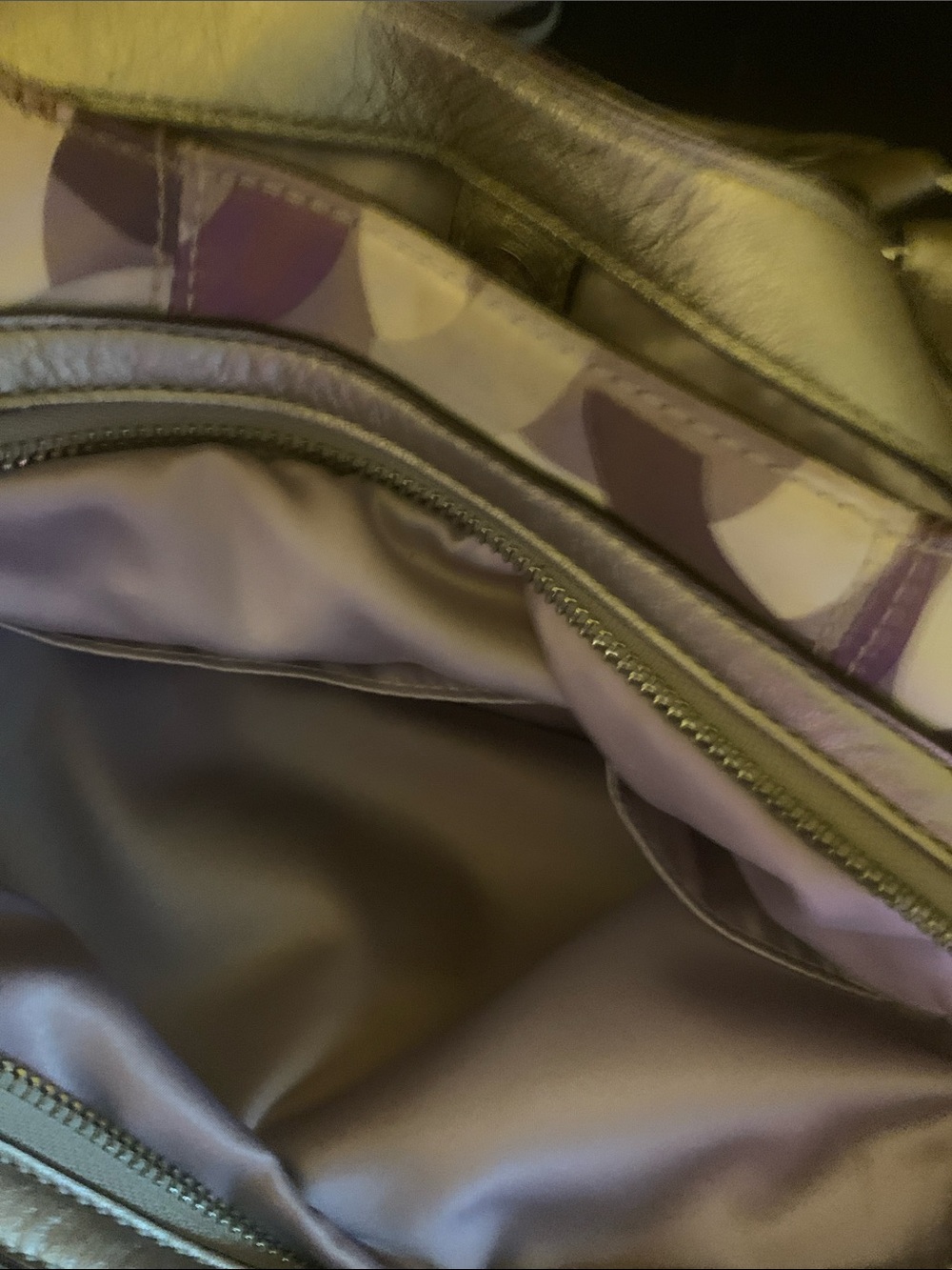 Coach Purple Geo Print Shoulder Tote with Silver Trim - Picture 4 of 5